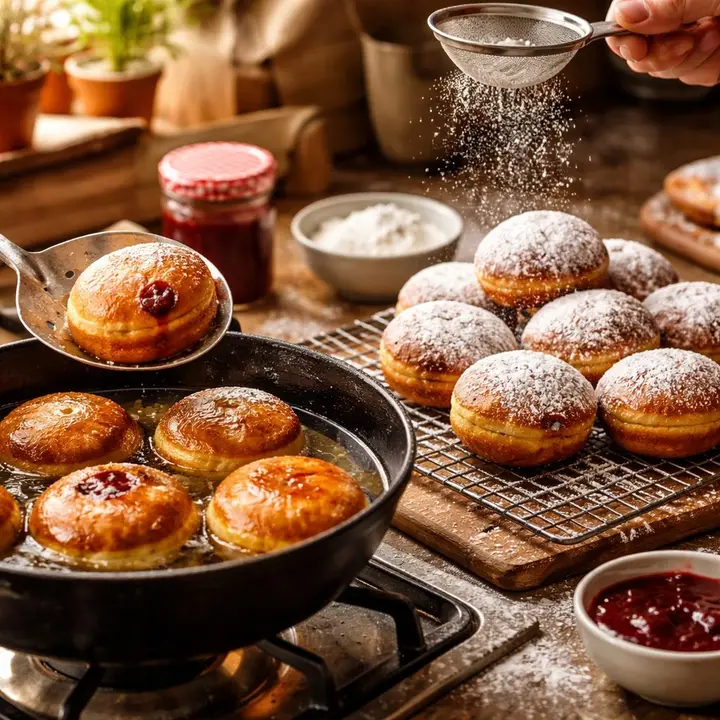 Recept za domači krof, ki uspe z obročem, rahlo sredico in brez odvečnega olja