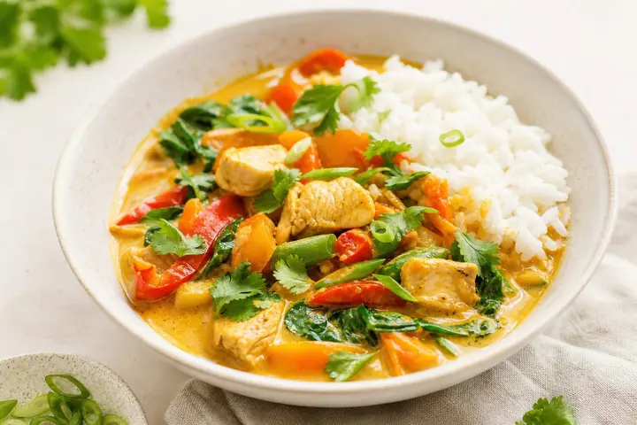 Piščančji curry z zelenjavo in kokosovim mlekom