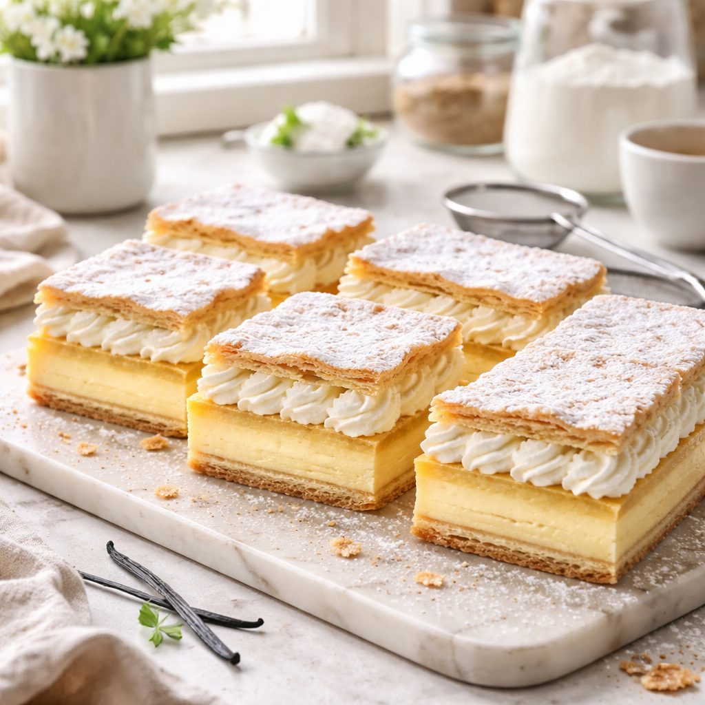Recept za kremne rezine doma, ki ostanejo čvrste, kremaste in hrustljave