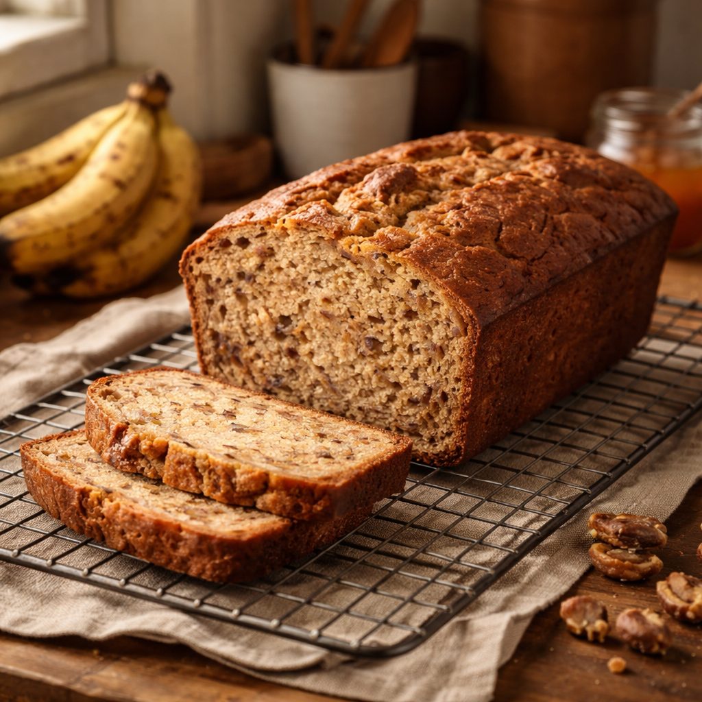 Recept za bananin kruh, ki uspe sočno, dišeče in brez zbite sredice