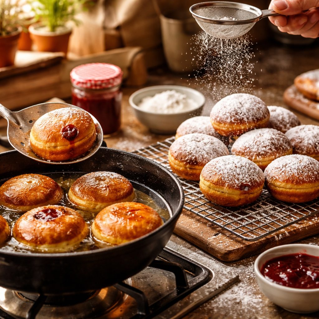 Recept za domači krof, ki uspe z obročem, rahlo sredico in brez odvečnega olja
