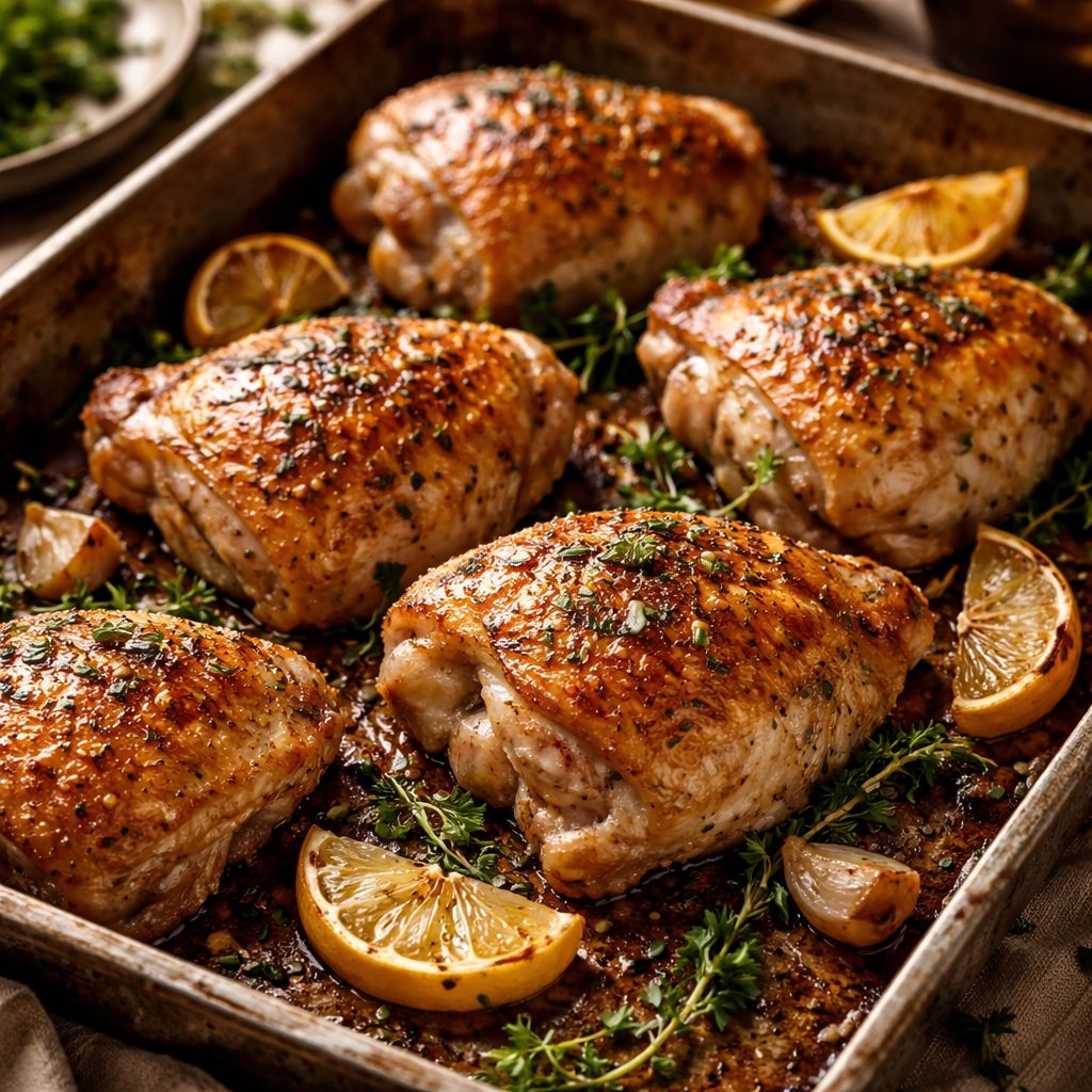Recept za pečene piščančje bedra, ki uspejo sočno in s hrustljavo kožo