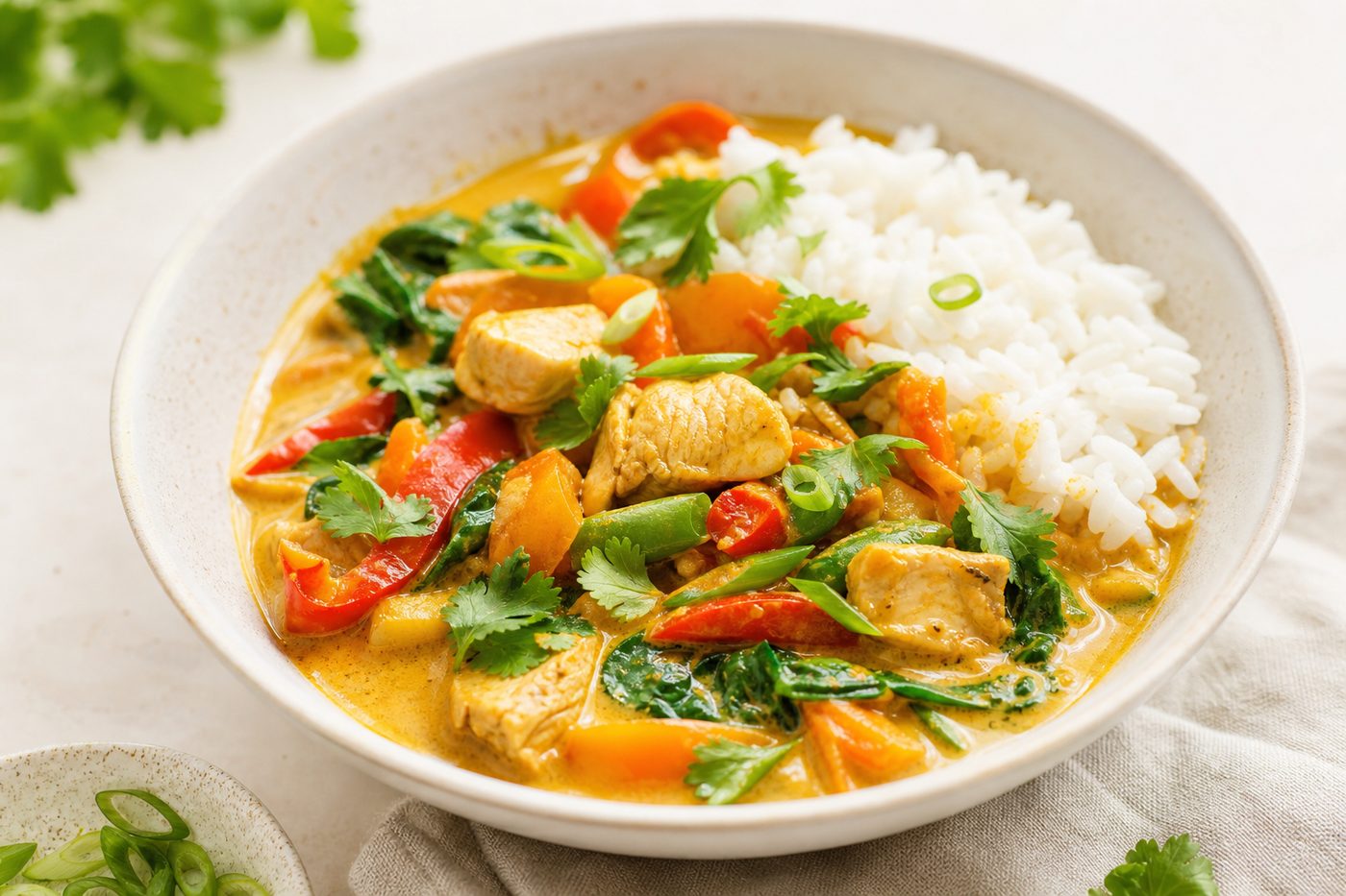 Piščančji curry z zelenjavo in kokosovim mlekom