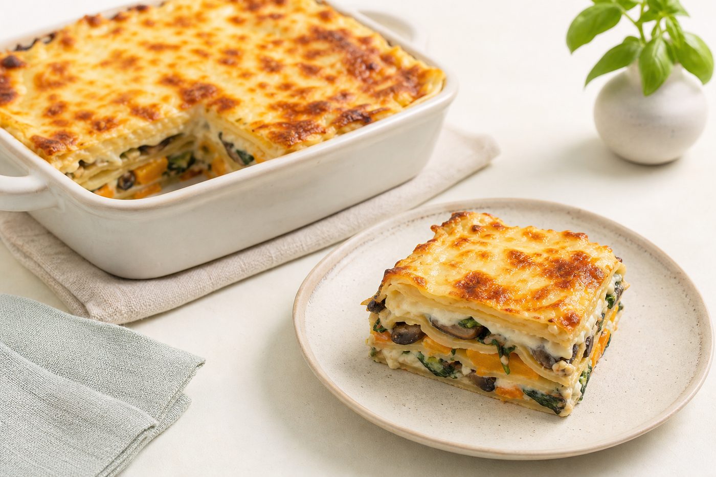 Zelenjavna lazanja: domač recept z bešamelom